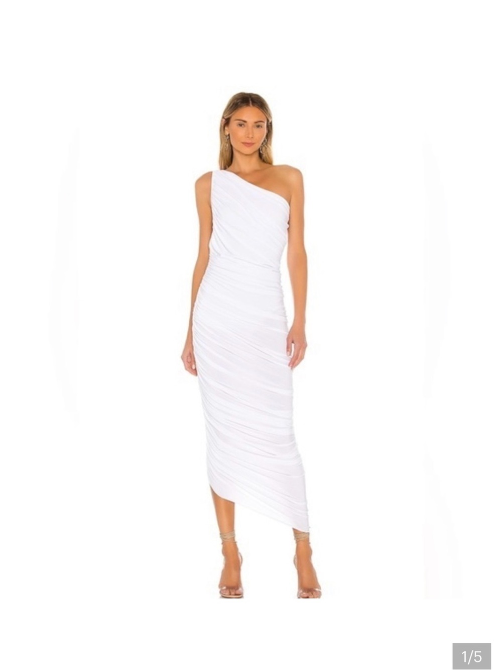 Norma Kamali One-Shoulder White Diana dress